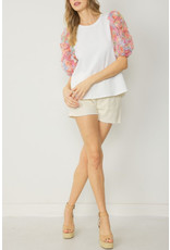 Entro Ribbed Floral sleeve top
