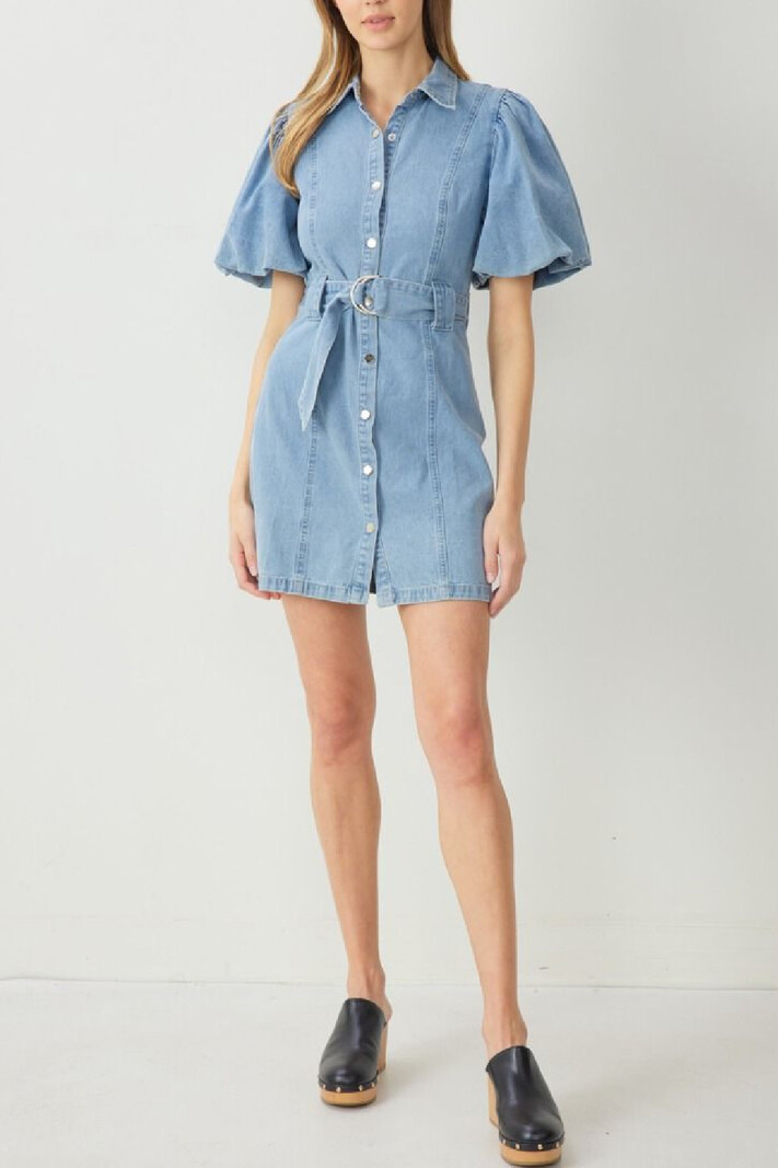 Entro Bubble sleeve denim dress