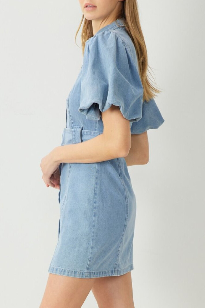 Entro Bubble sleeve denim dress