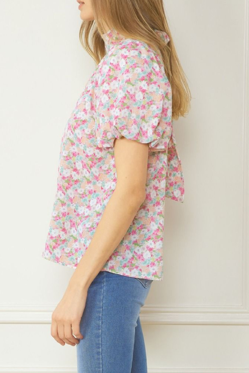 Entro Bubble Sleeve floral top