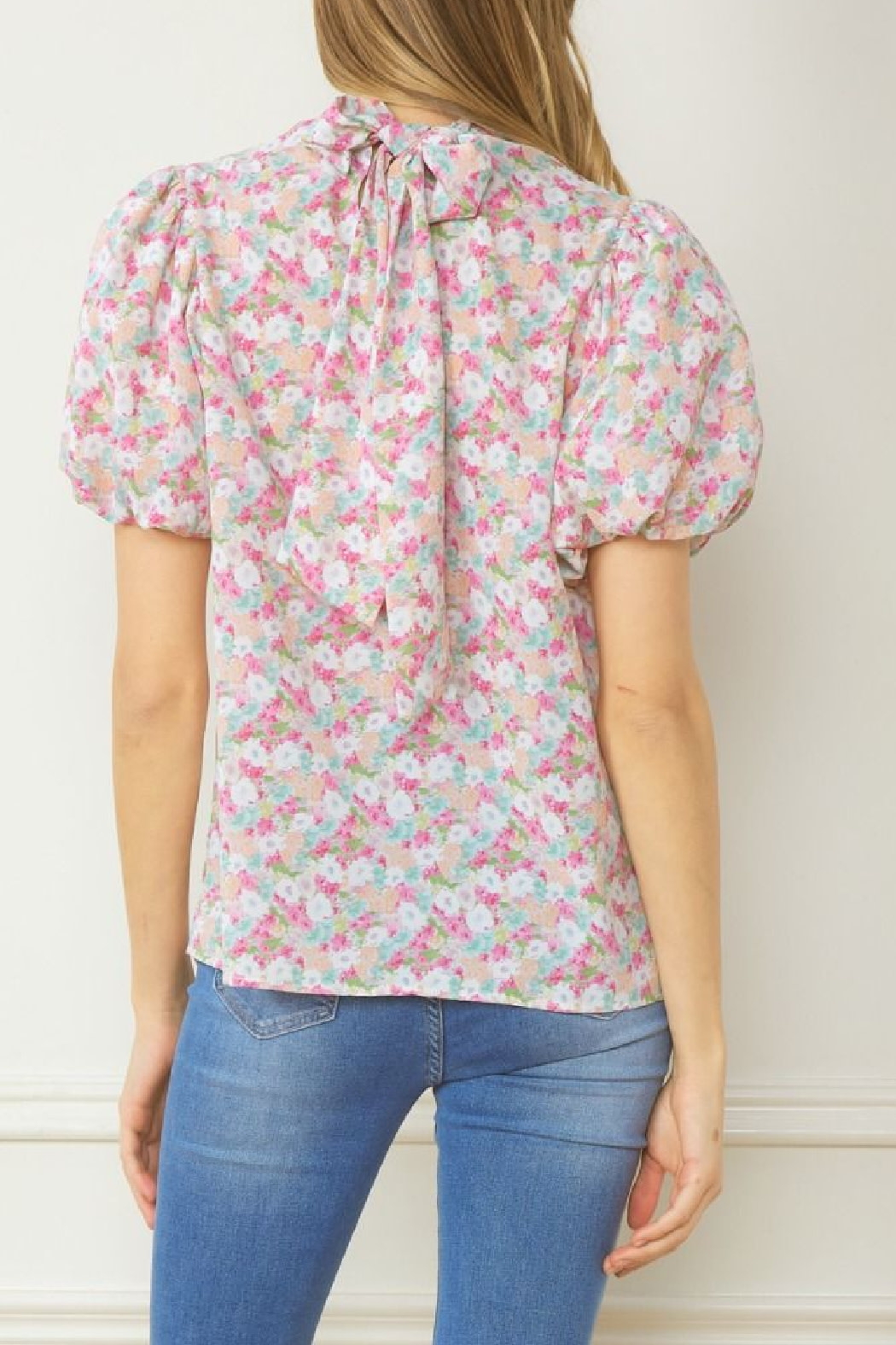 Entro Bubble Sleeve floral top
