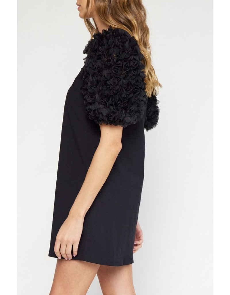 Entro Solid Puff Sleeve Dress