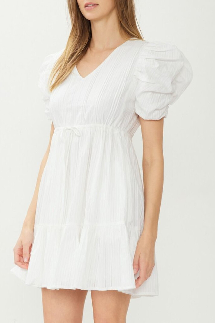 Entro Textured Drawstring Waist Dress