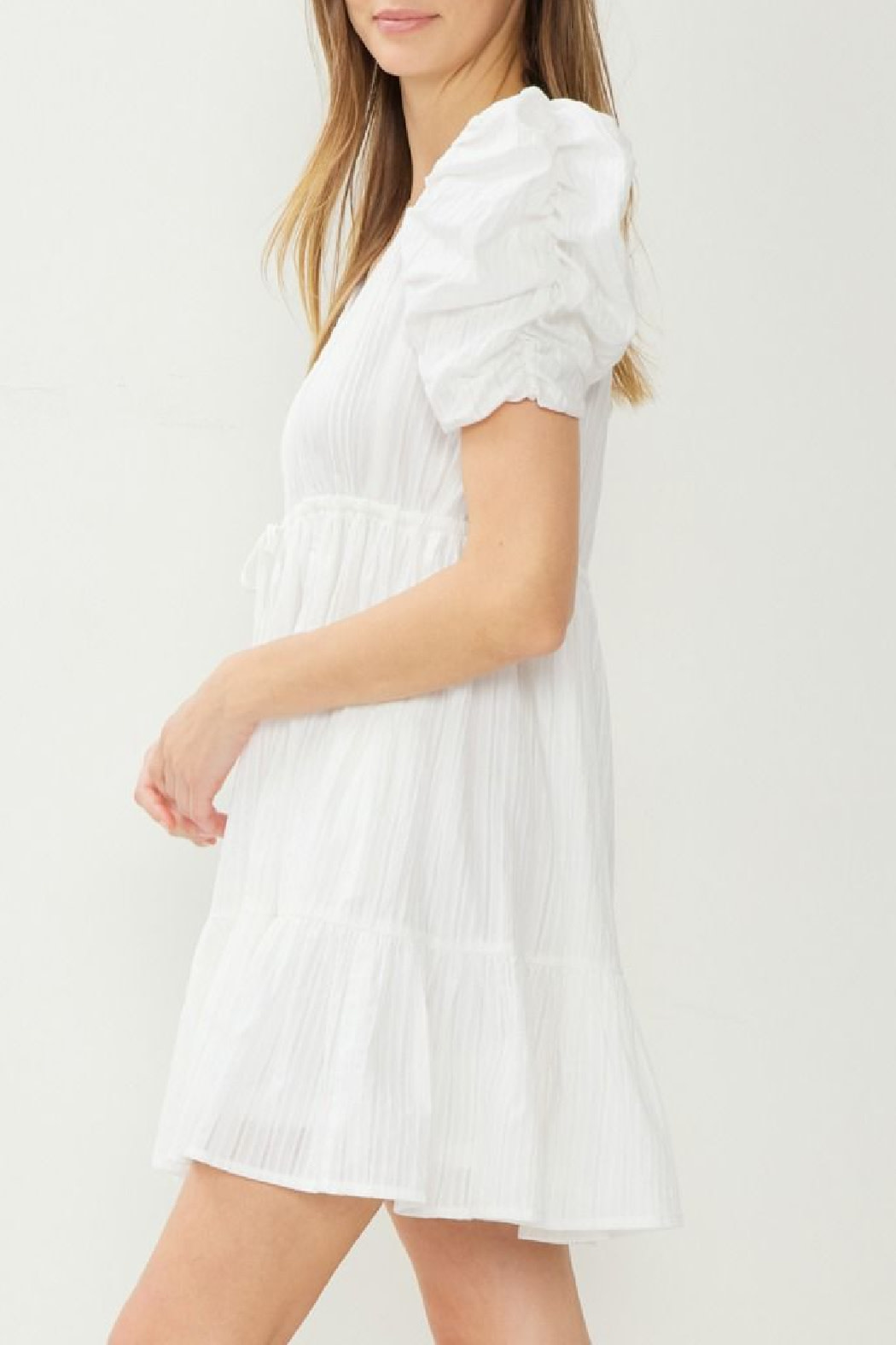 Entro Textured Drawstring Waist Dress