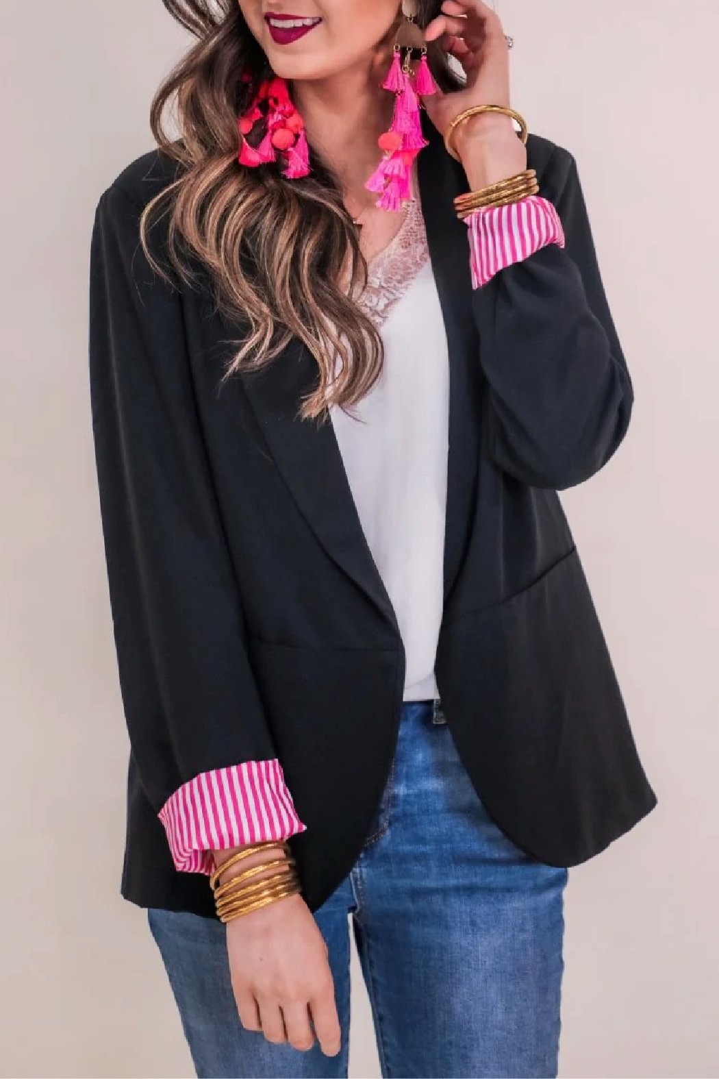 Jess Lea Blazer with Striped Sleeve lining