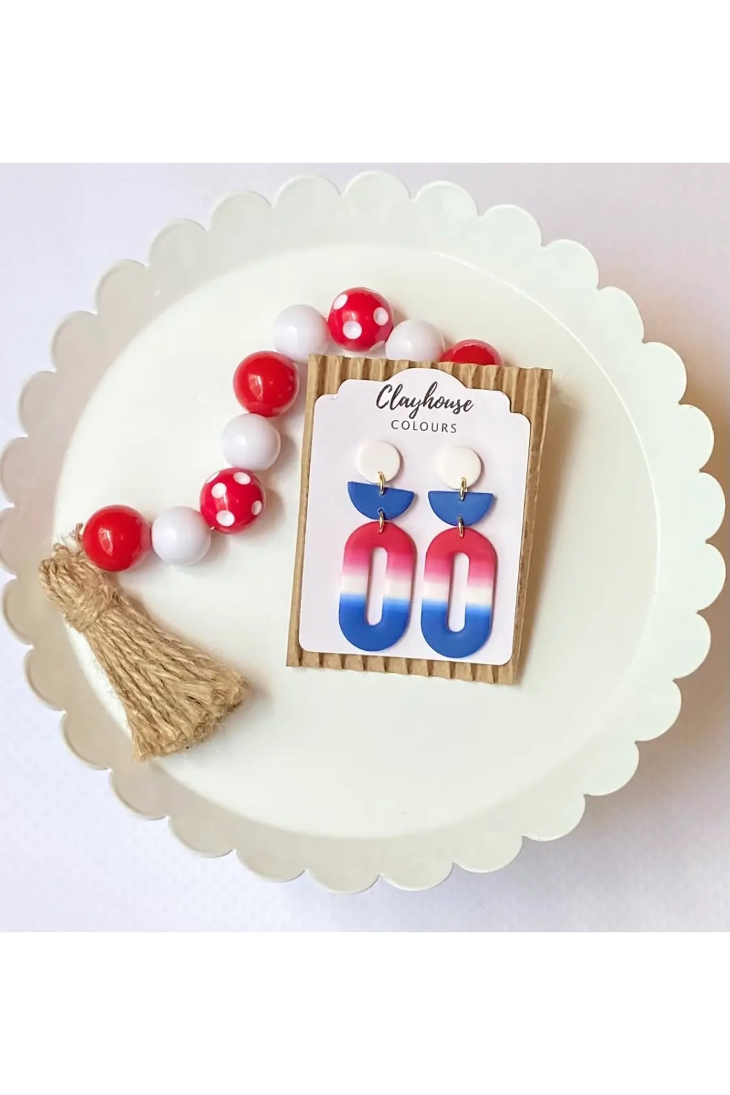 Clayhouse Colours Oval Patriotic Earrings