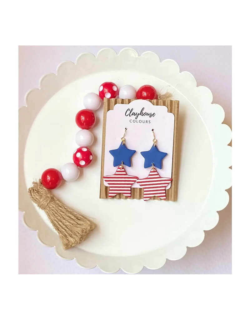 Clayhouse Colours Stars Patriotic Earrings
