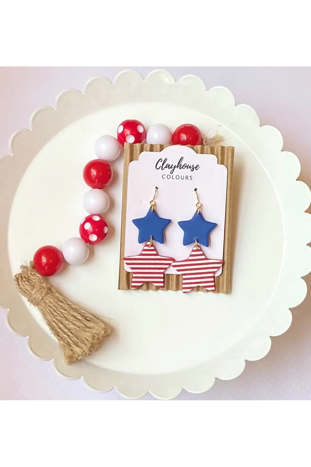 Clayhouse Colours Stars Patriotic Earrings