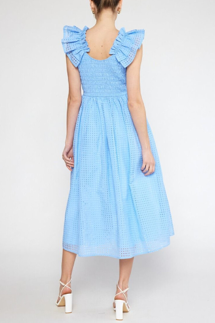 Entro Ruffled Strap Grid Dress