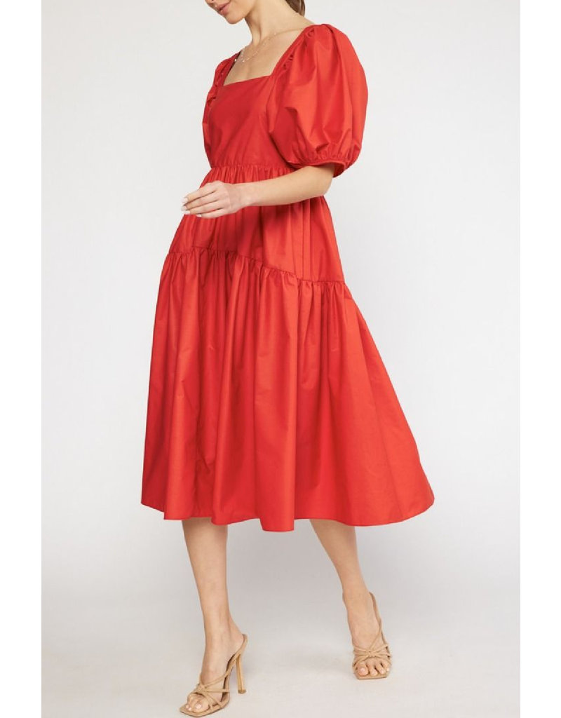 Puff Sleeve Midi Dress Trend Boutique