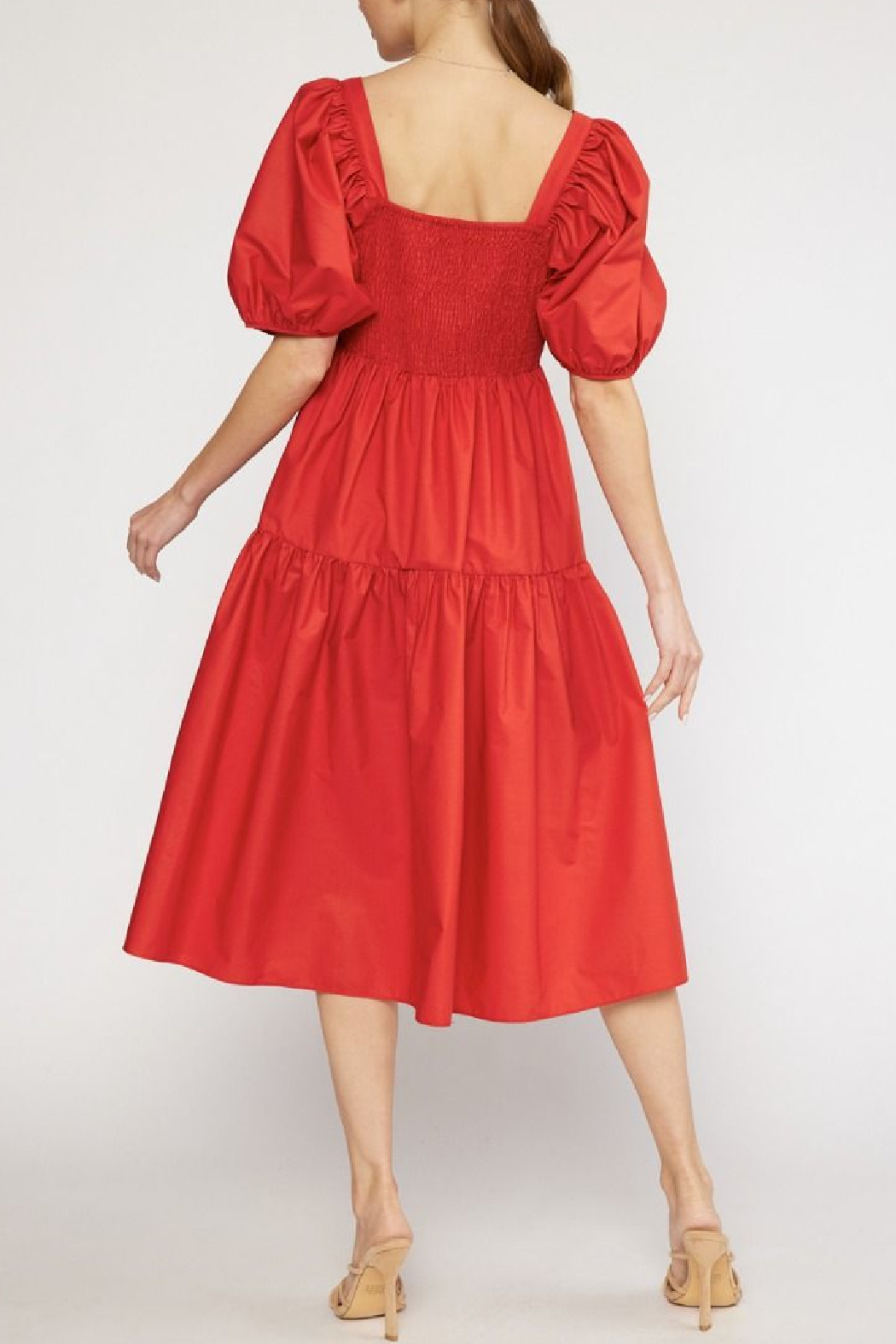 Entro Puff Sleeve Midi Dress