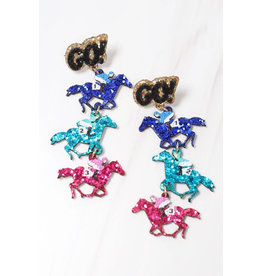 Caroline Hill Triple Horse glitter earring