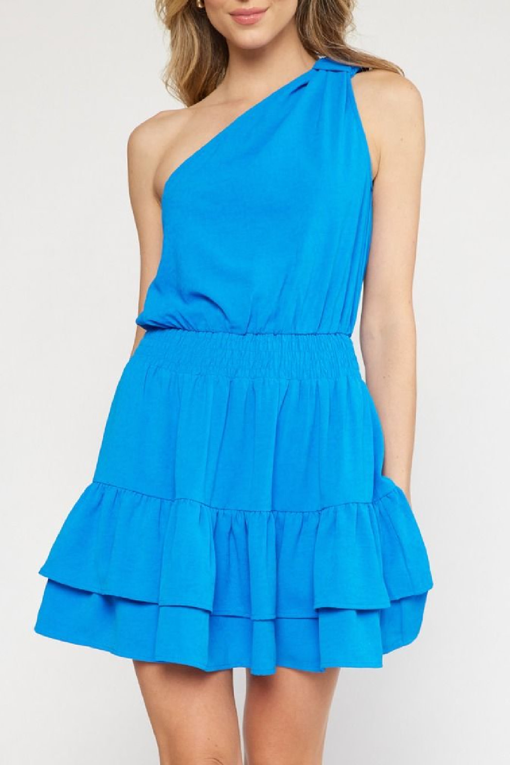 Entro Solid One Shoulder Dress