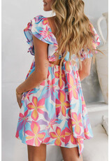 Peach Love CA Ruffled sleeve floral Dress