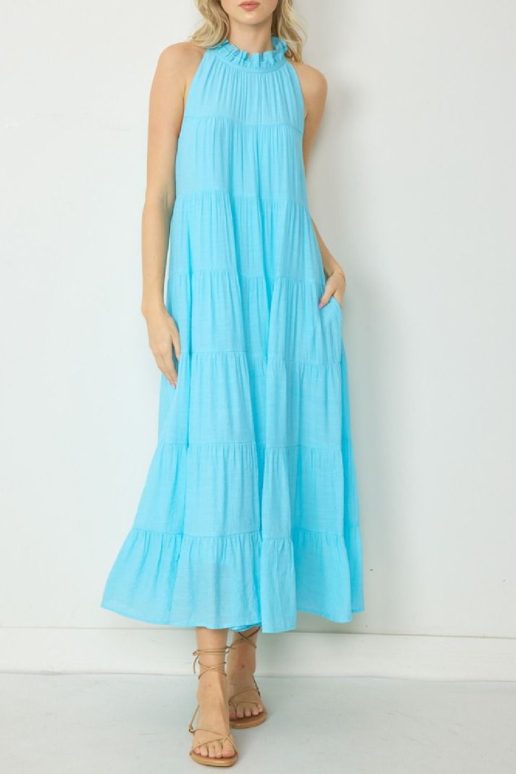 Entro Mock Neck Tiered Maxi