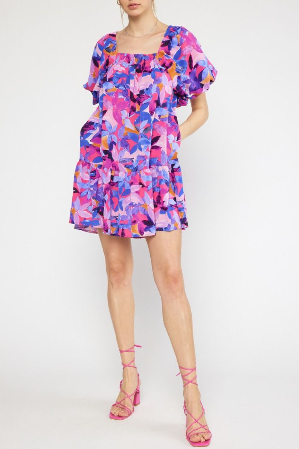 Entro Smocked Neckline Floral Dress