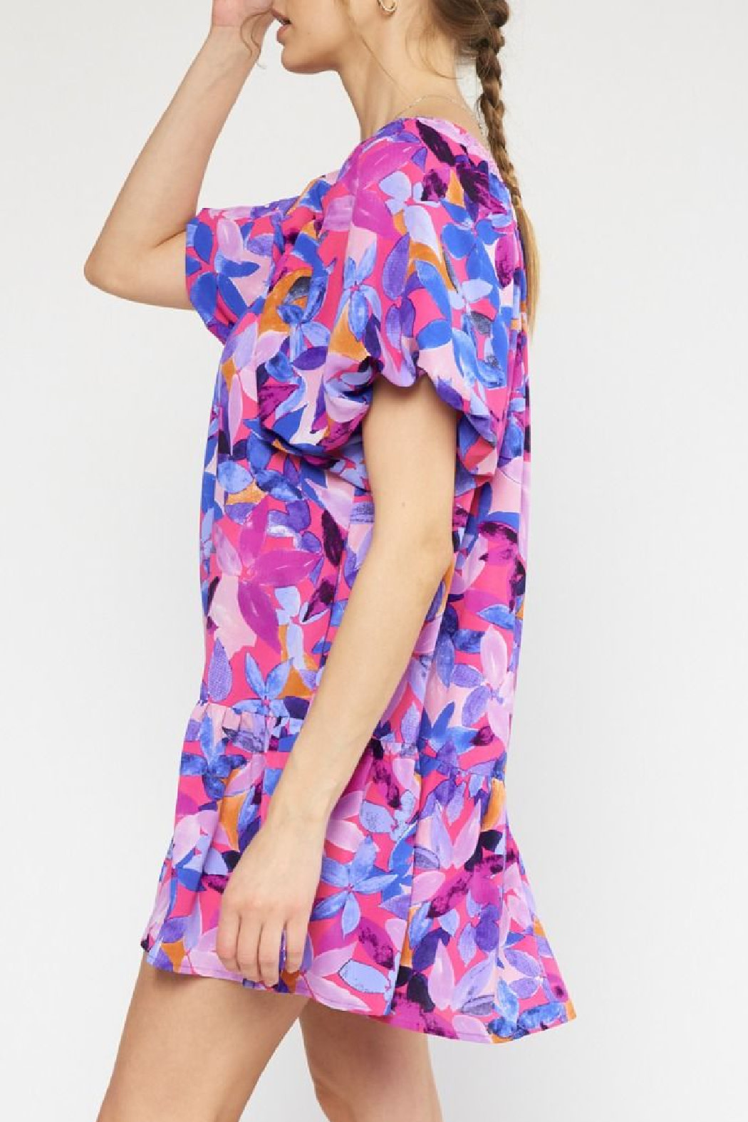 Entro Smocked Neckline Floral Dress