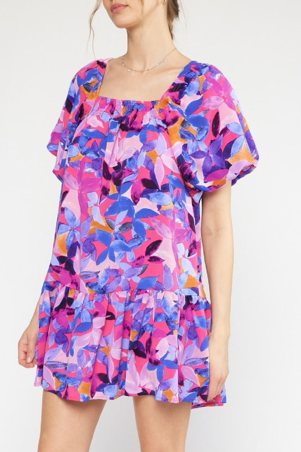 Entro Smocked Neckline Floral Dress