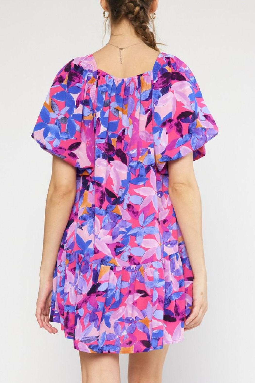 Entro Smocked Neckline Floral Dress