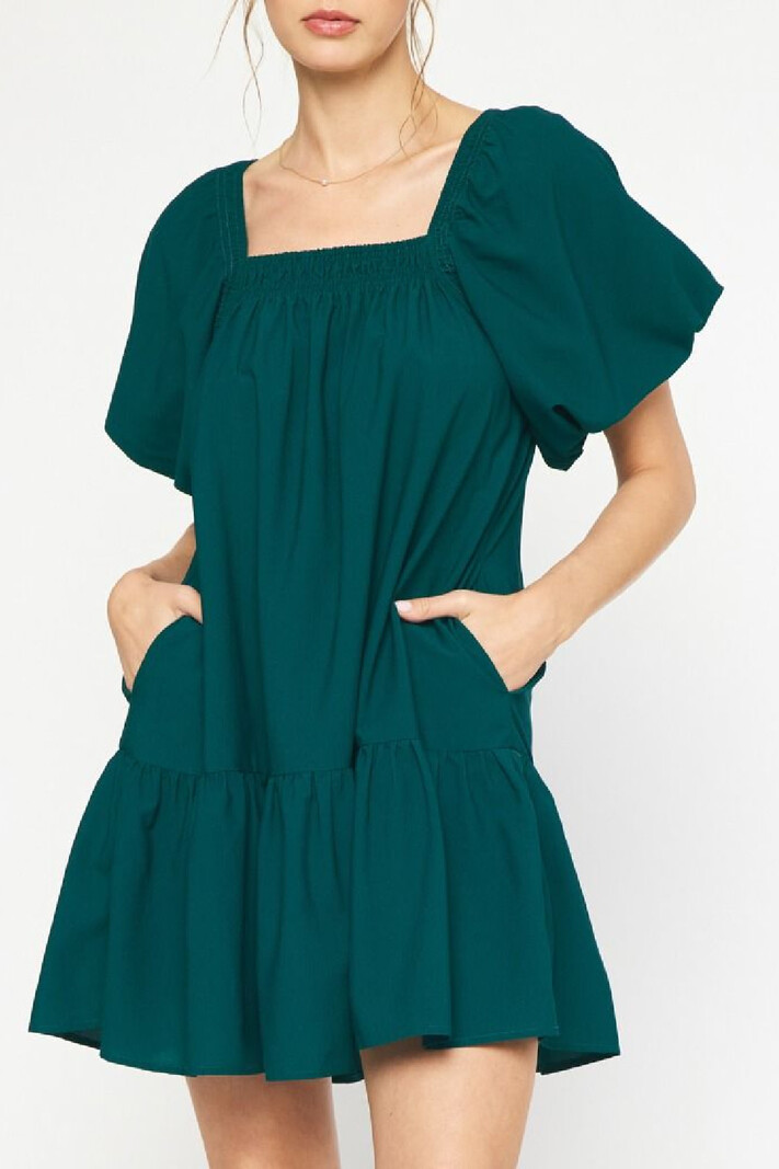 Entro Solid bubble sleeve dress