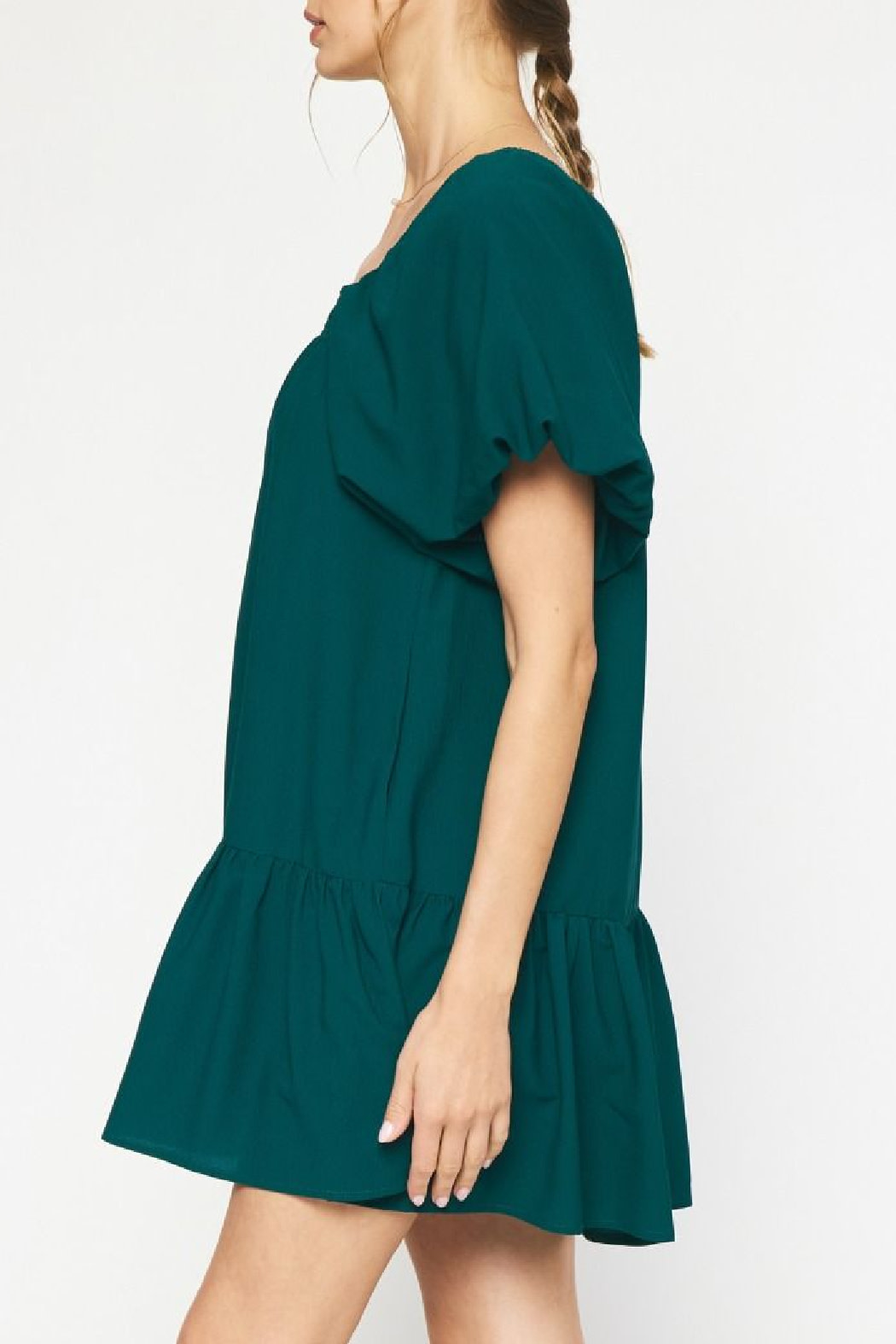Entro Solid bubble sleeve dress