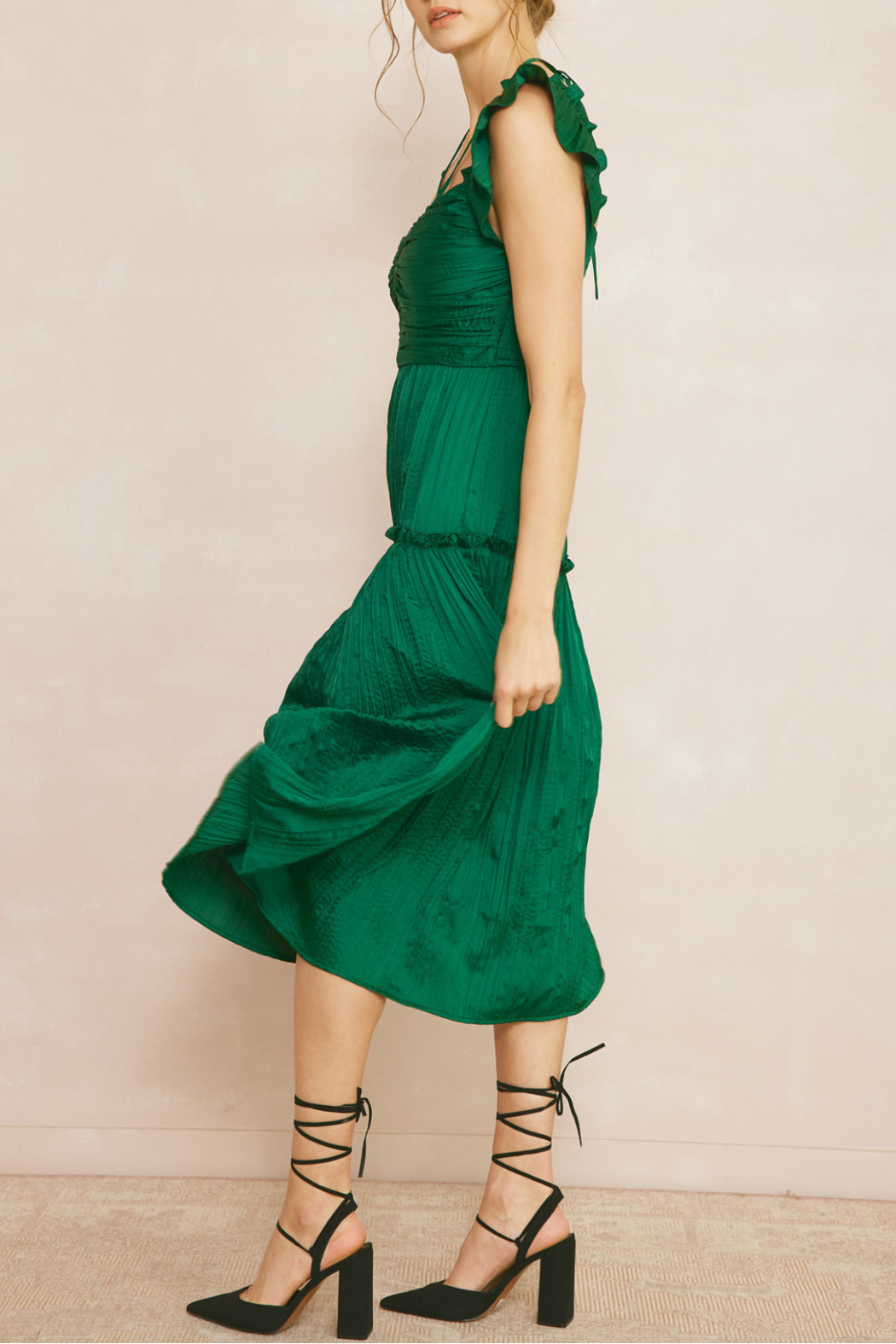Entro Ruffled Halter Midi Dress