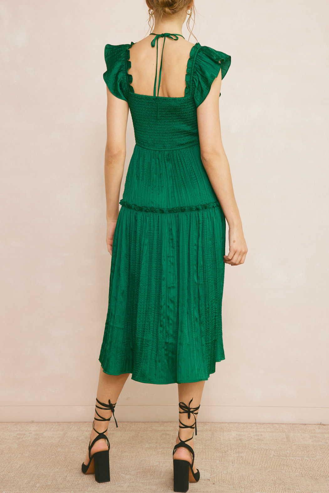 Entro Ruffled Halter Midi Dress