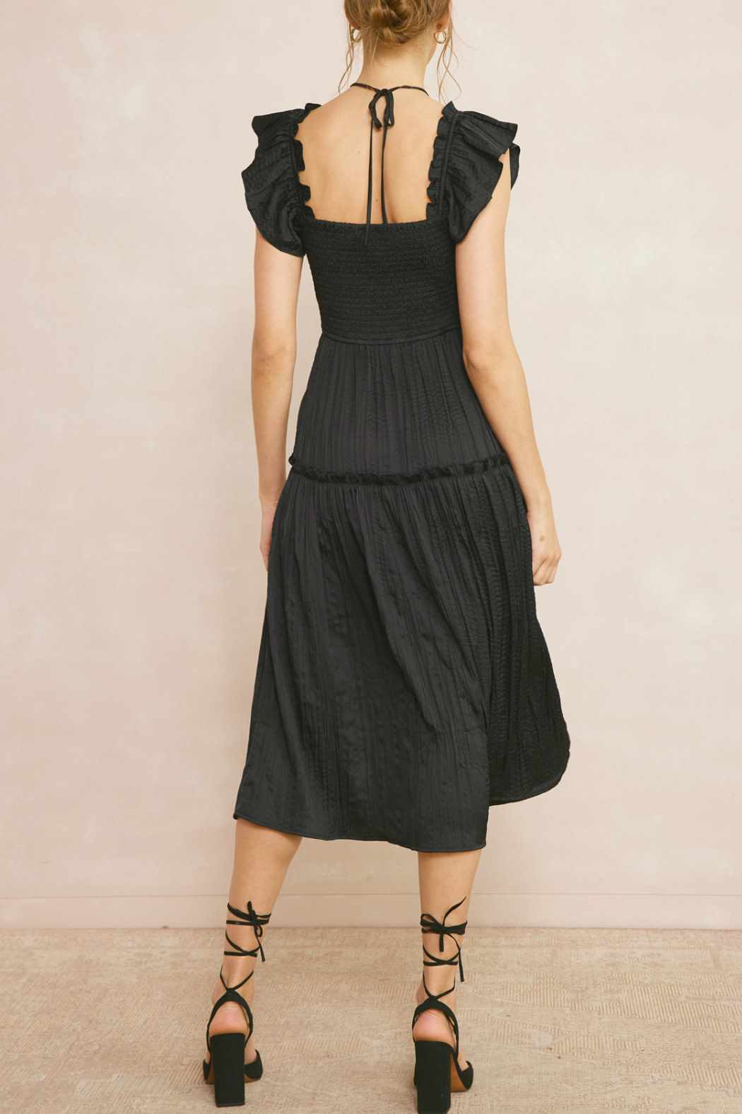 Entro Ruffled Halter Midi Dress