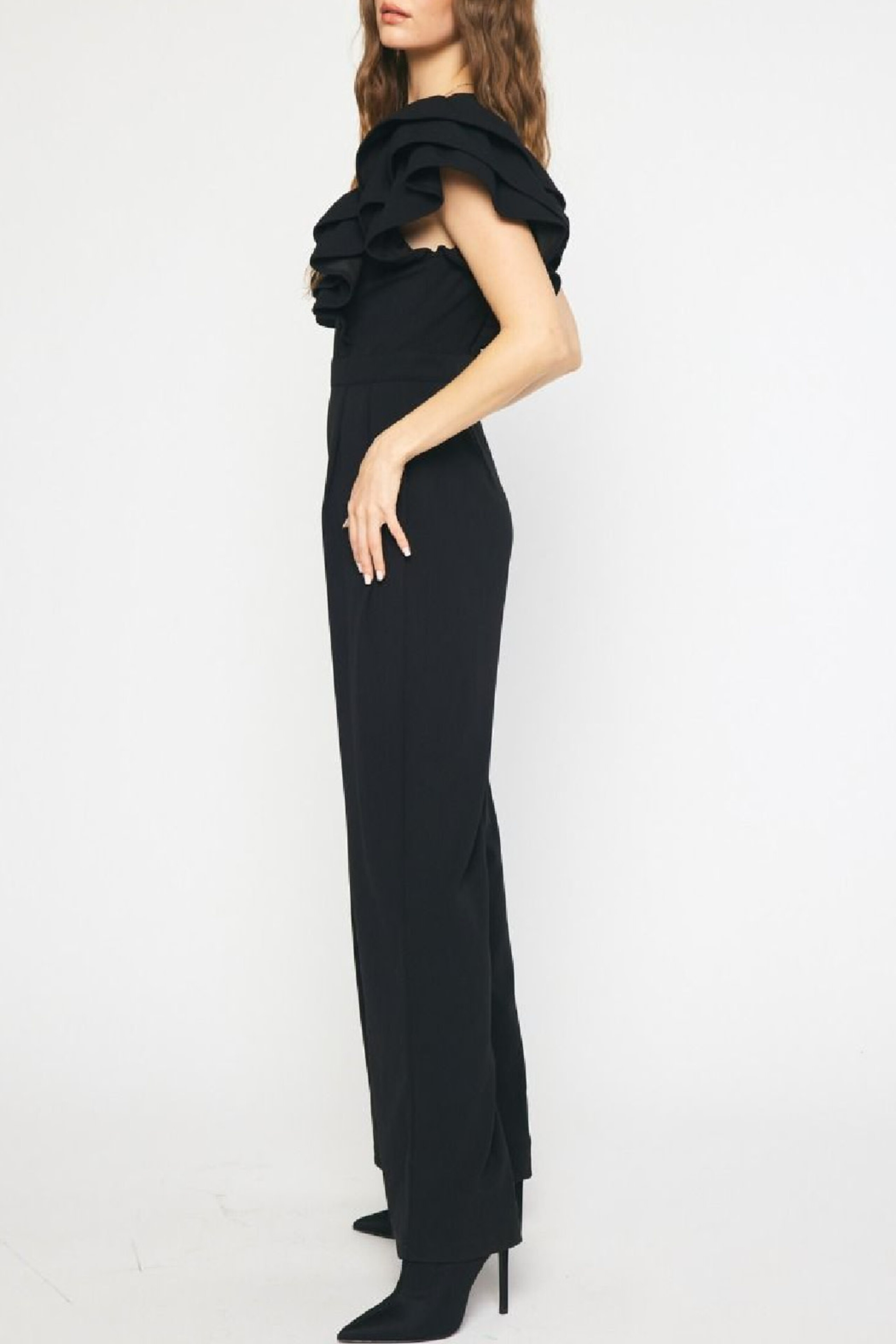 Jumpsuit With Ruffled Open Sleeves