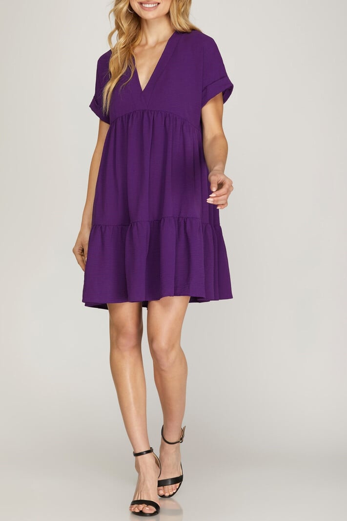 She & Sky Solid tiered dress