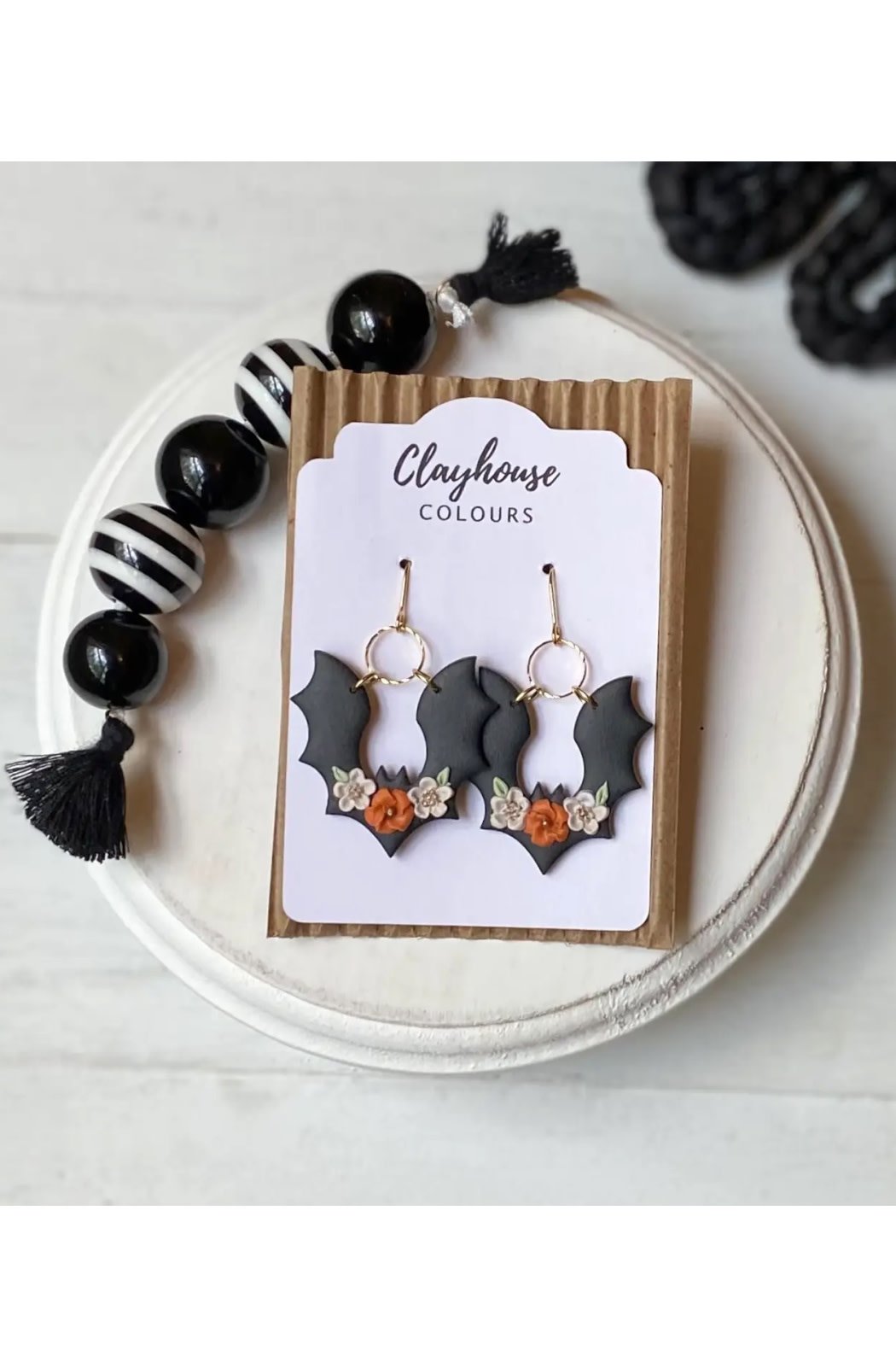 Clayhouse Colours Halloween Bat Earrings