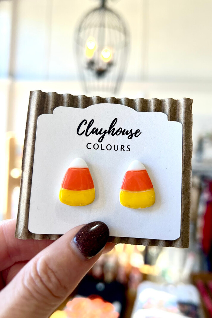 Clayhouse Colours Candy Corn Stud Earrings