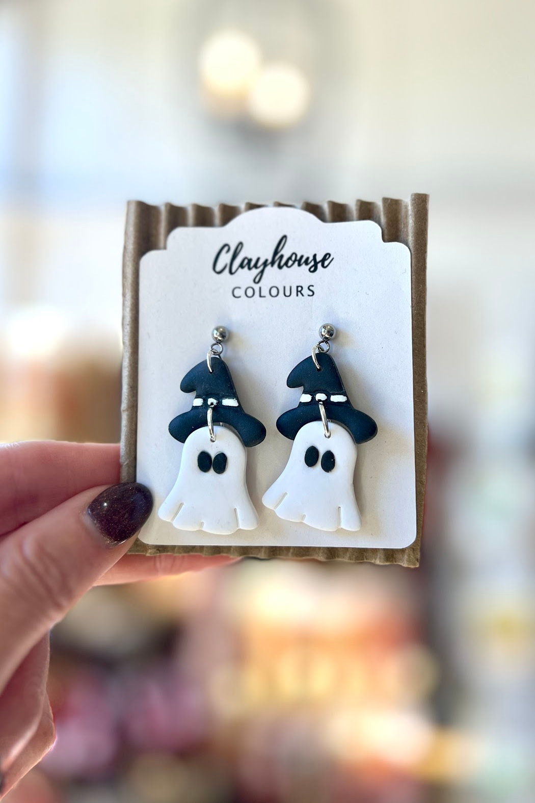 Clayhouse Colours Halloween Ghost Earrings