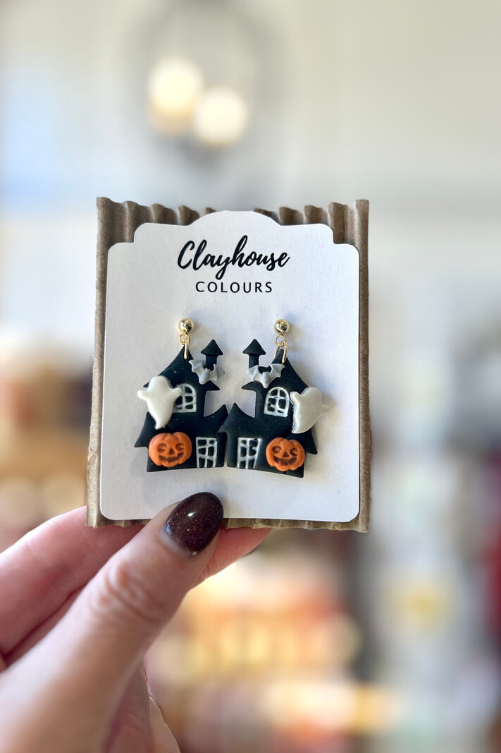 Clayhouse Colours Haunted House Earrings
