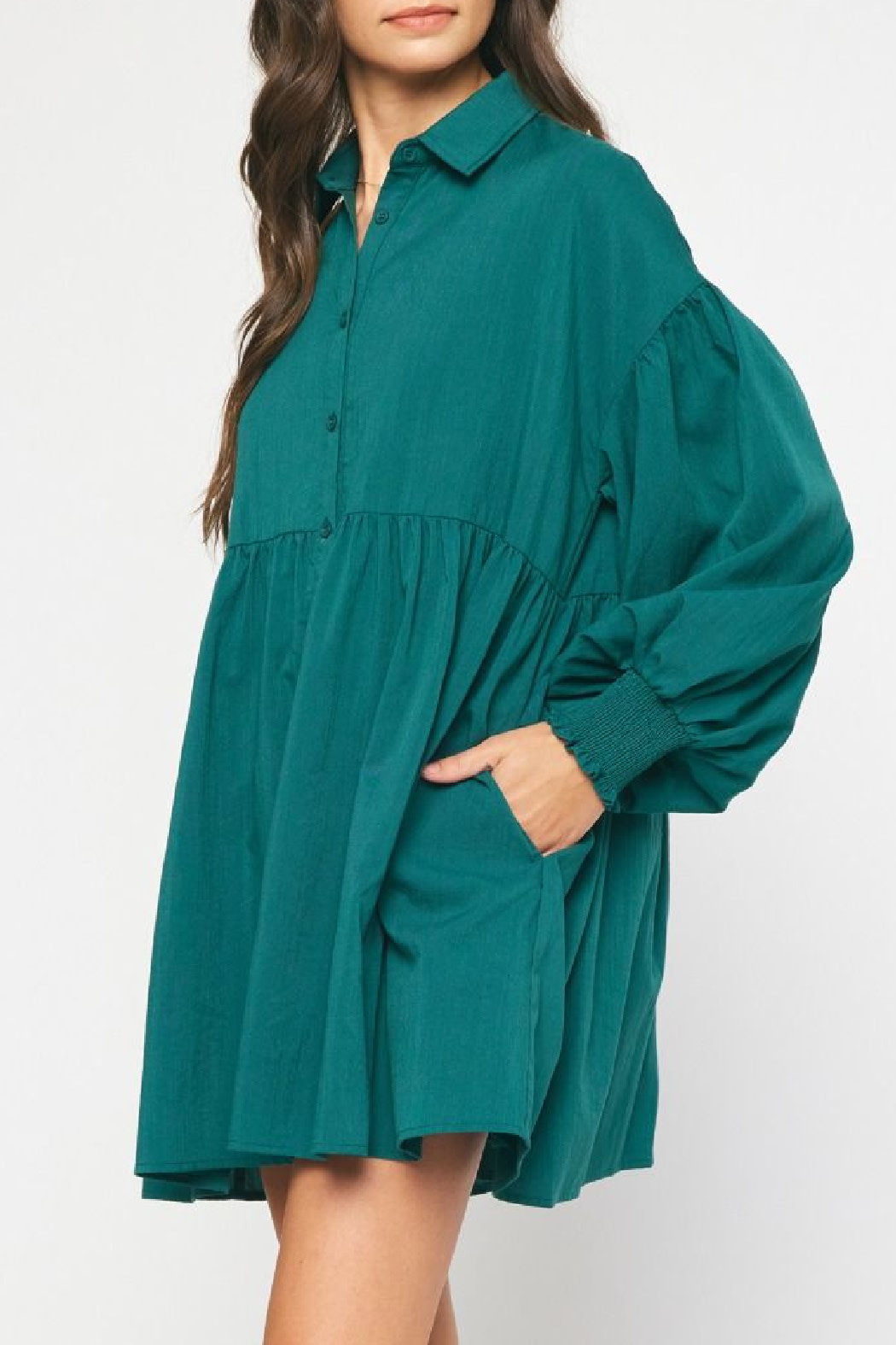 Entro Textured Button Up Dress
