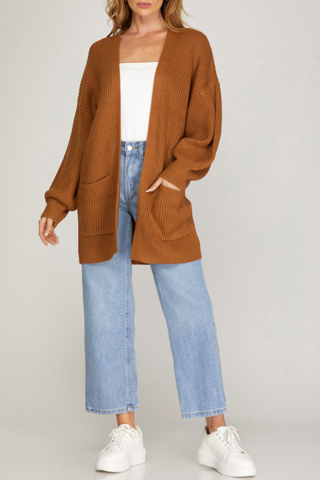 She & Sky Bubble Sleeve Cardigan