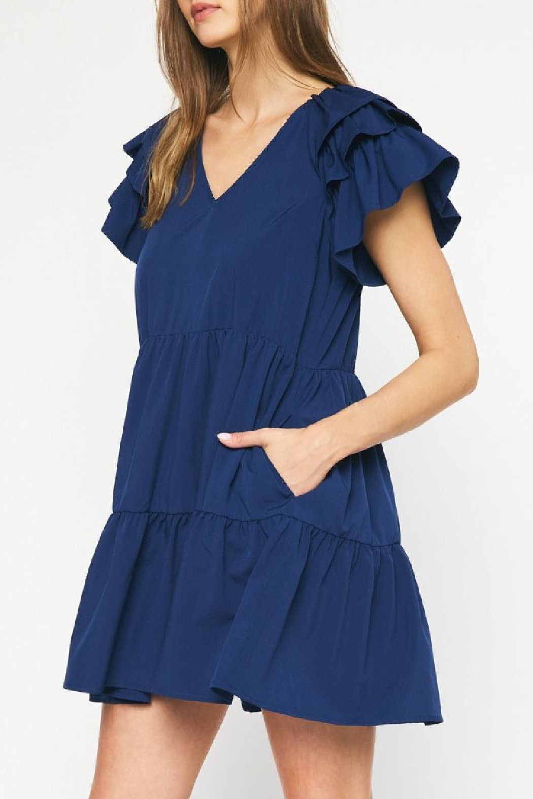 Entro Ruffled Sleeve Solid dress