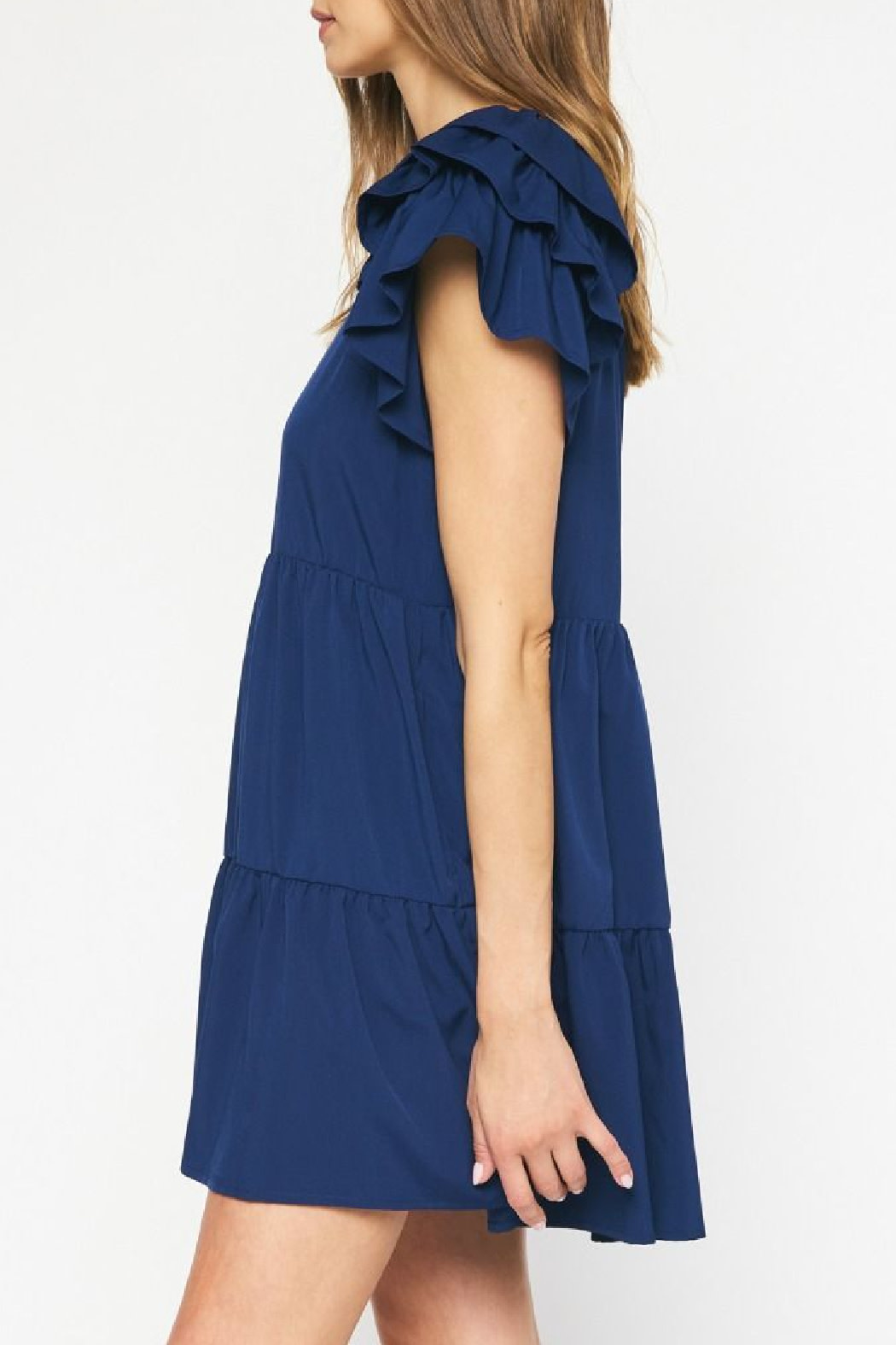 Entro Ruffled Sleeve Solid dress