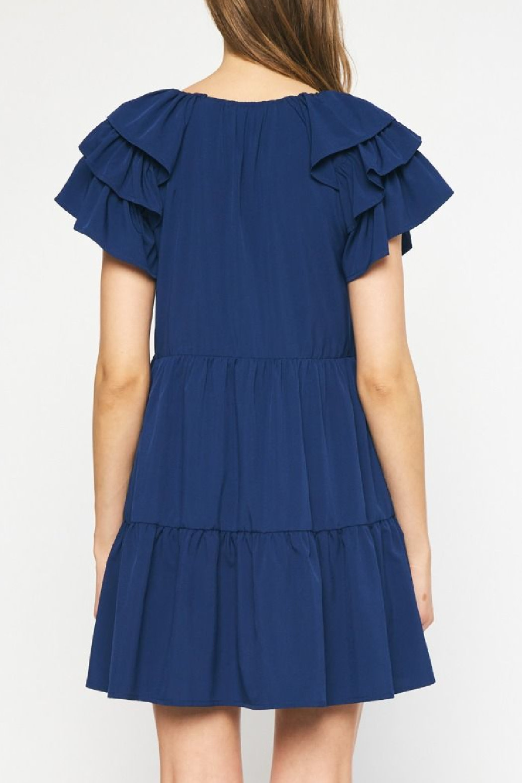Entro Ruffled Sleeve Solid dress