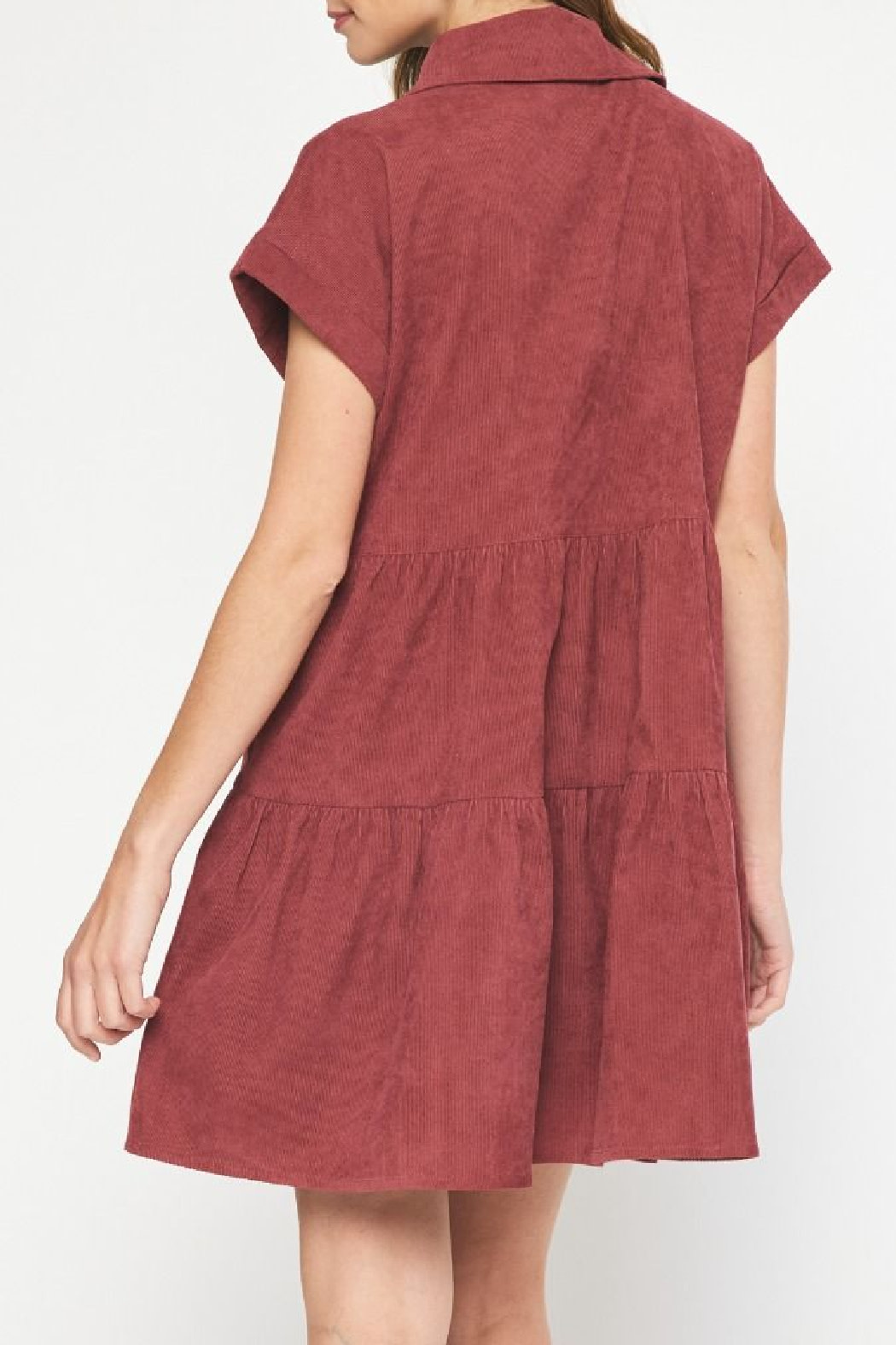 Entro Tiered Corduroy Dress