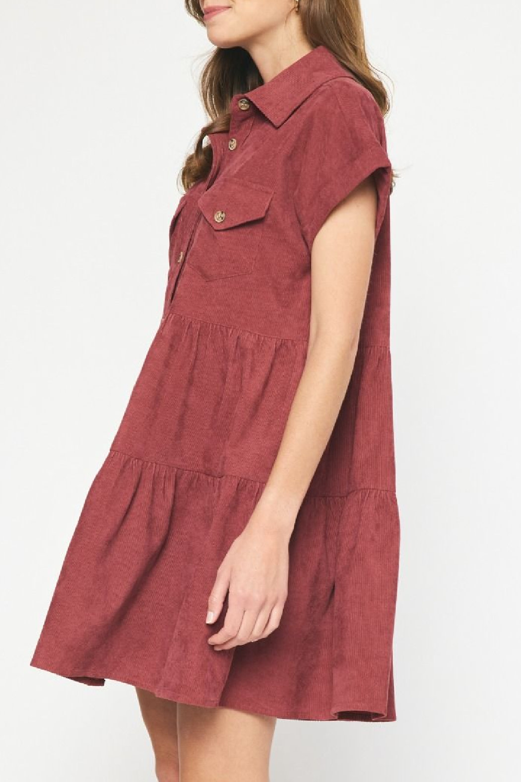 Entro Tiered Corduroy Dress