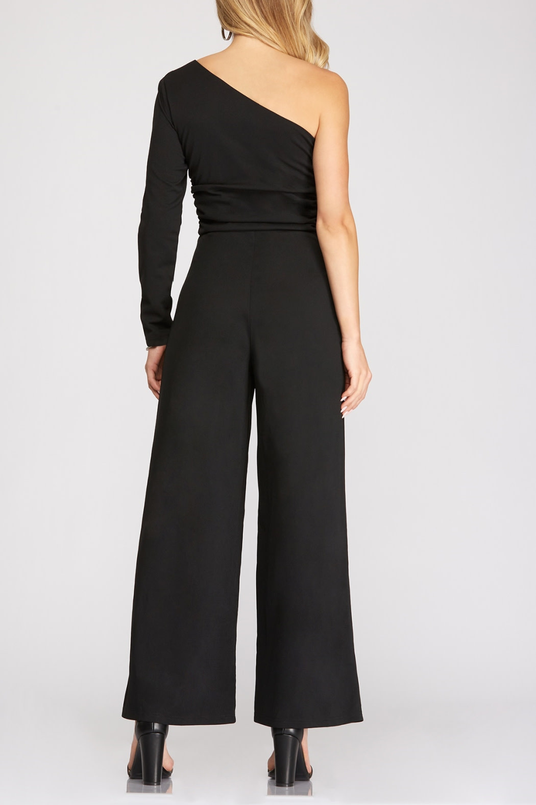 She & Sky One Shoulder Knit Jumpsuit
