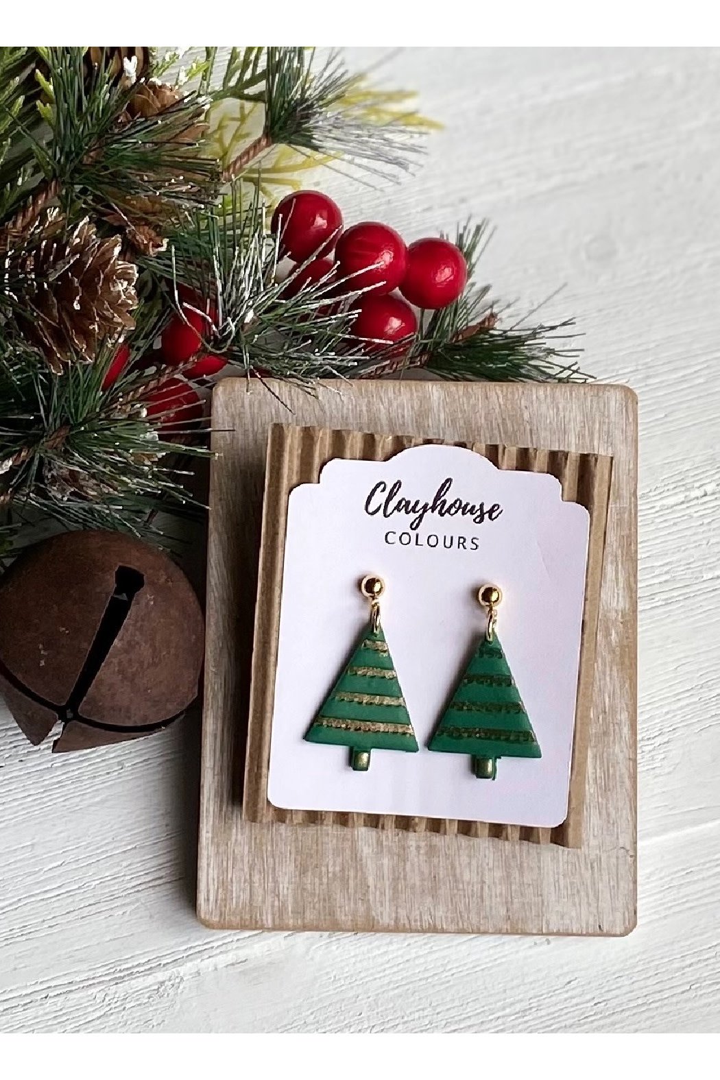 Clayhouse Colours Christmas Tree Clay Earrings
