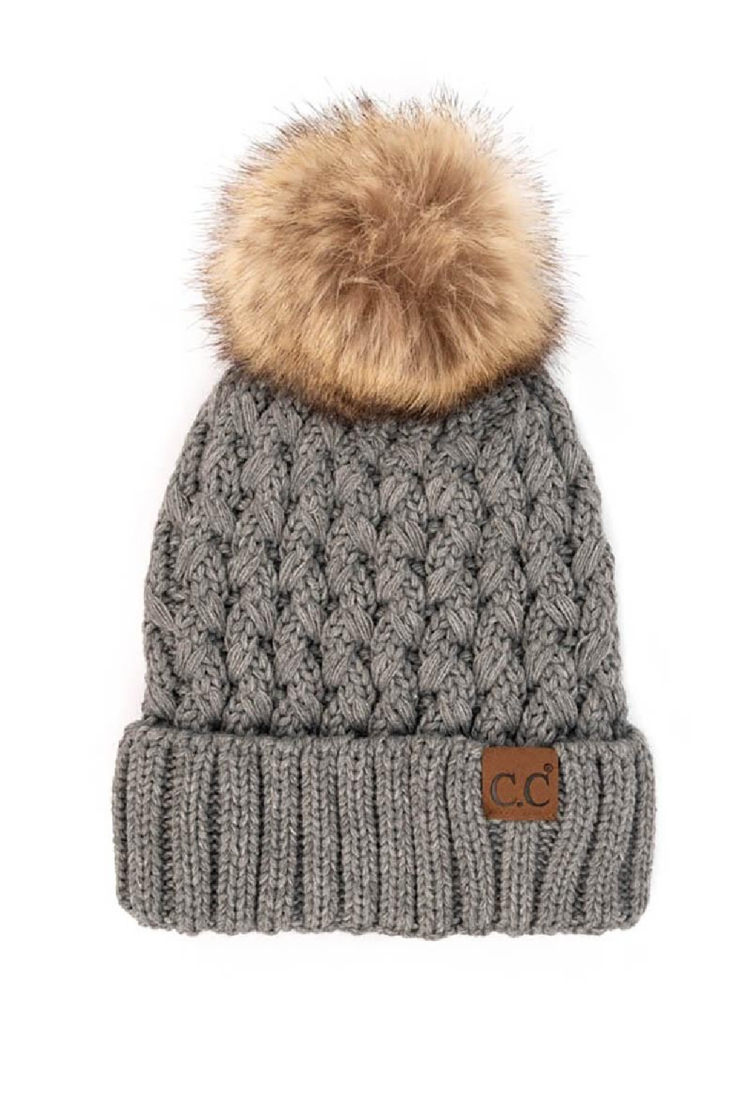 C.C. Lattice Stitch Hat w Pom