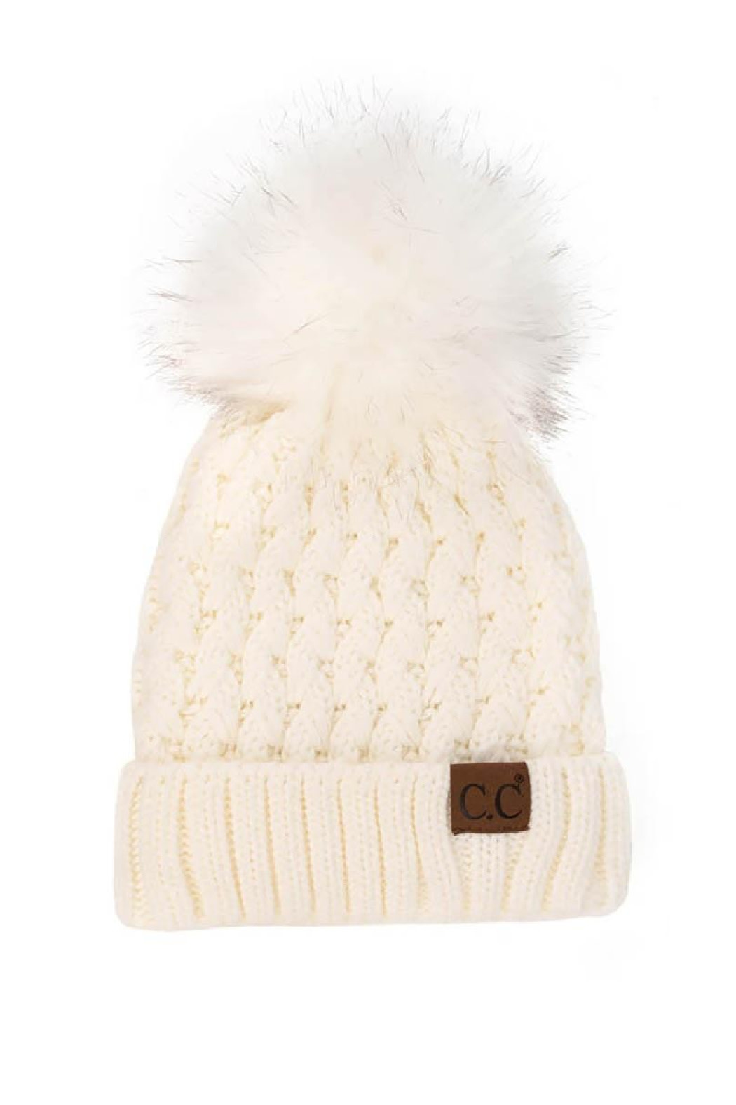 C.C. Lattice Stitch Hat w Pom