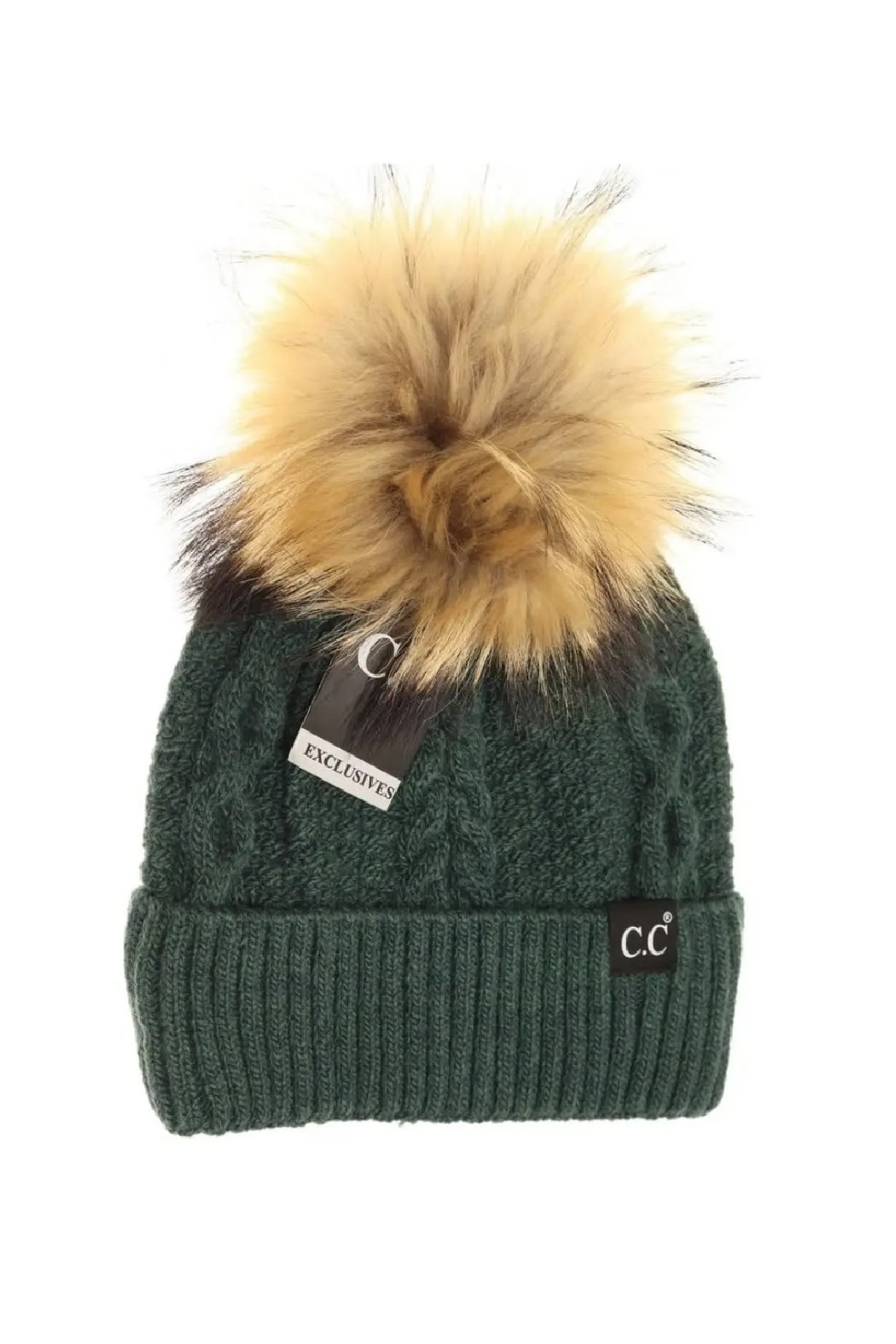 C.C. Ribbed Cuff Hat w Pom
