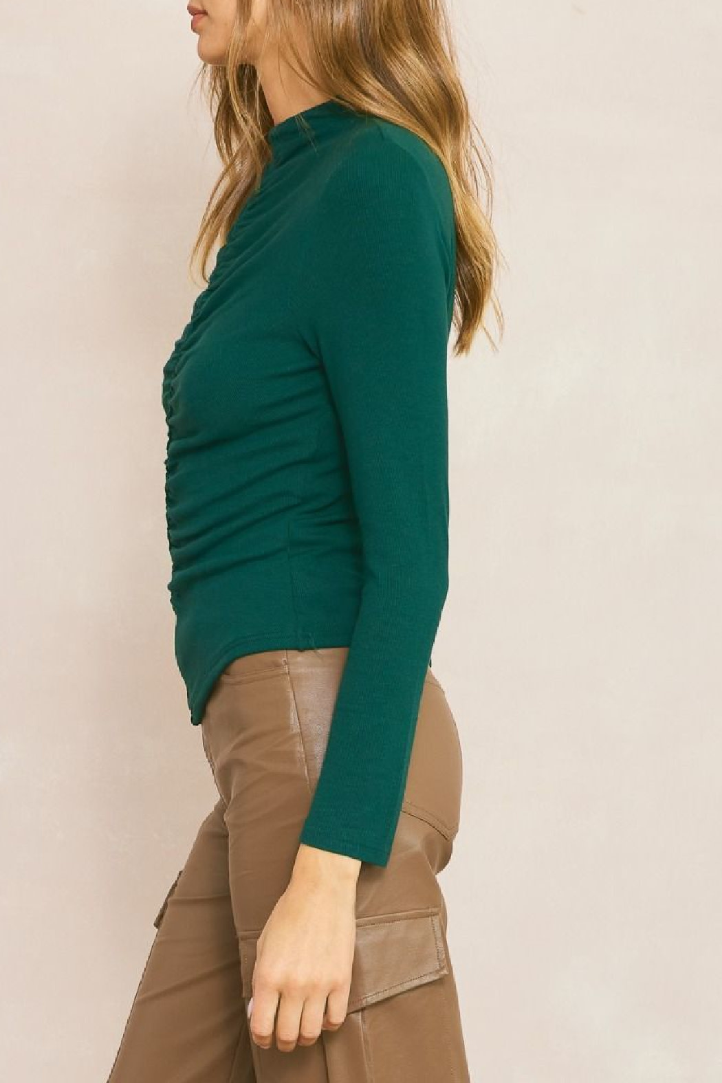 Entro Shirred mock neck top