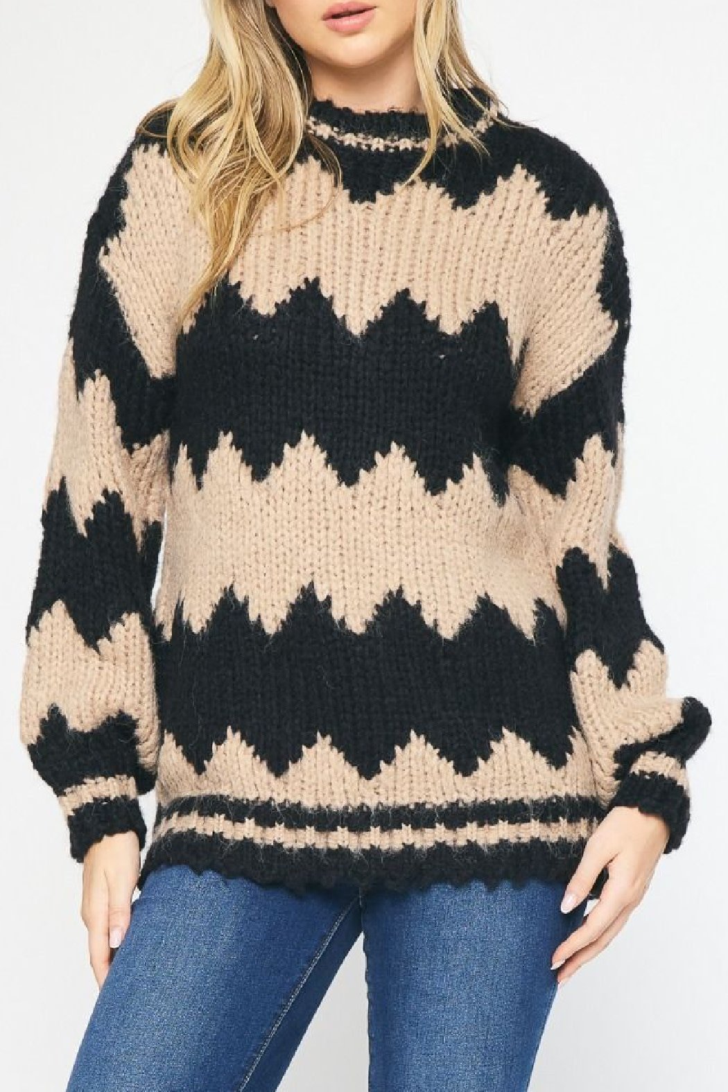 Entro Zigzag Colorblock Sweater