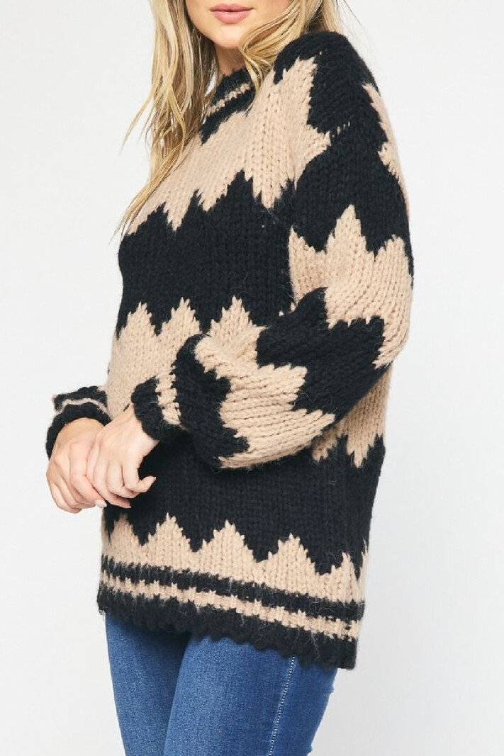 Entro Zigzag Colorblock Sweater