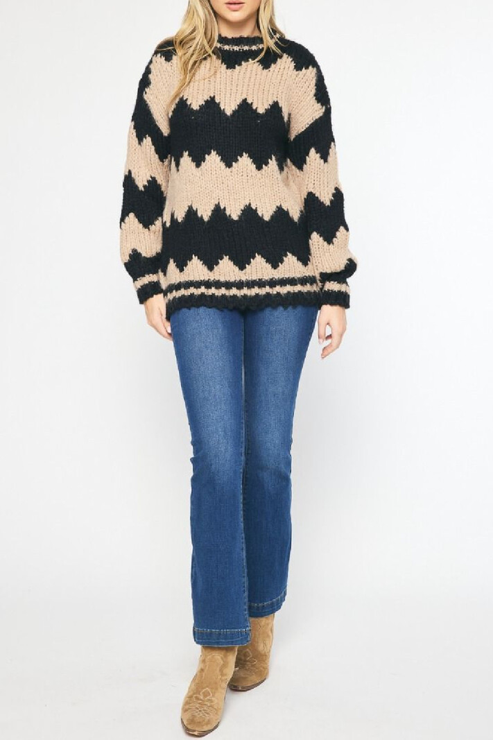 Entro Zigzag Colorblock Sweater